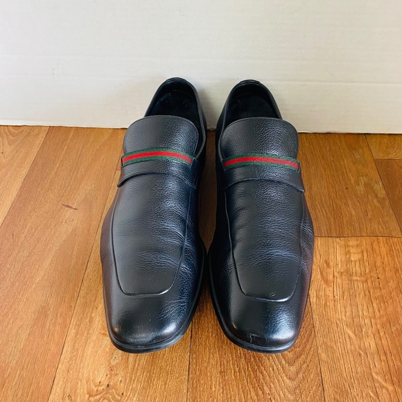 NWB, GUCCI Mens Black Stripe Loafer, 8D. - Picture 2 of 8